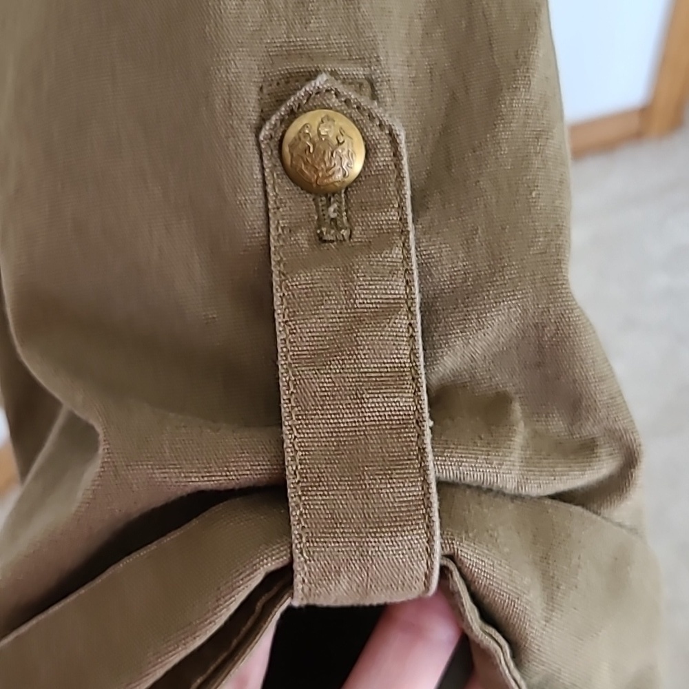 LAUREN Ralph Lauren Green cropped military jacket with drawing waist. Women 12 - Picture 12 of 15
